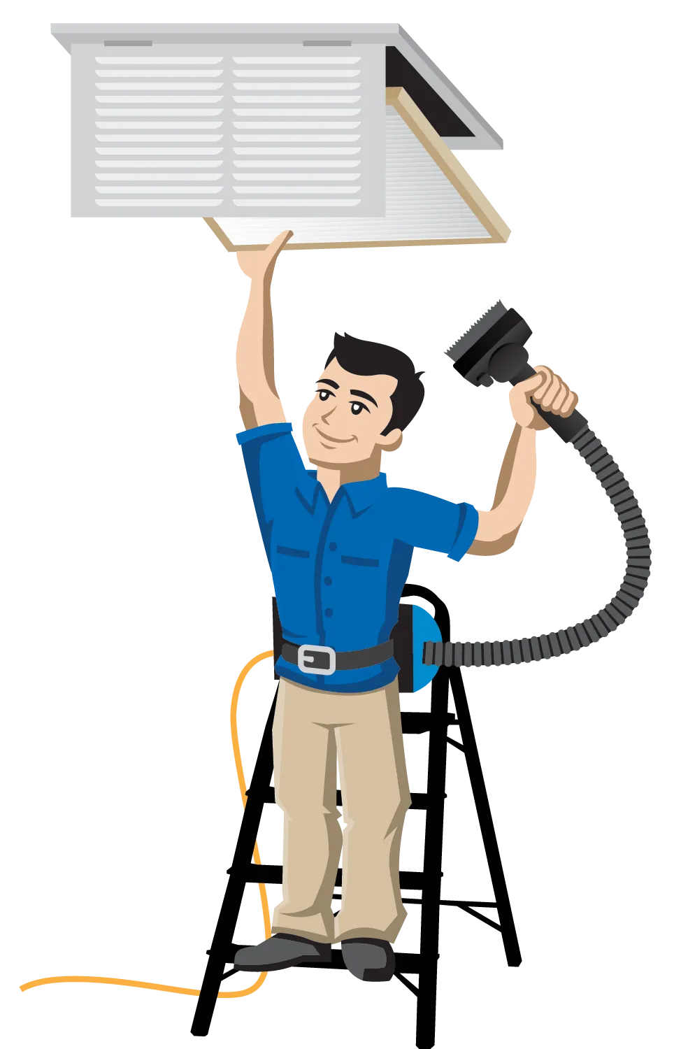 Prestige Protected technician performing air duct cleaning