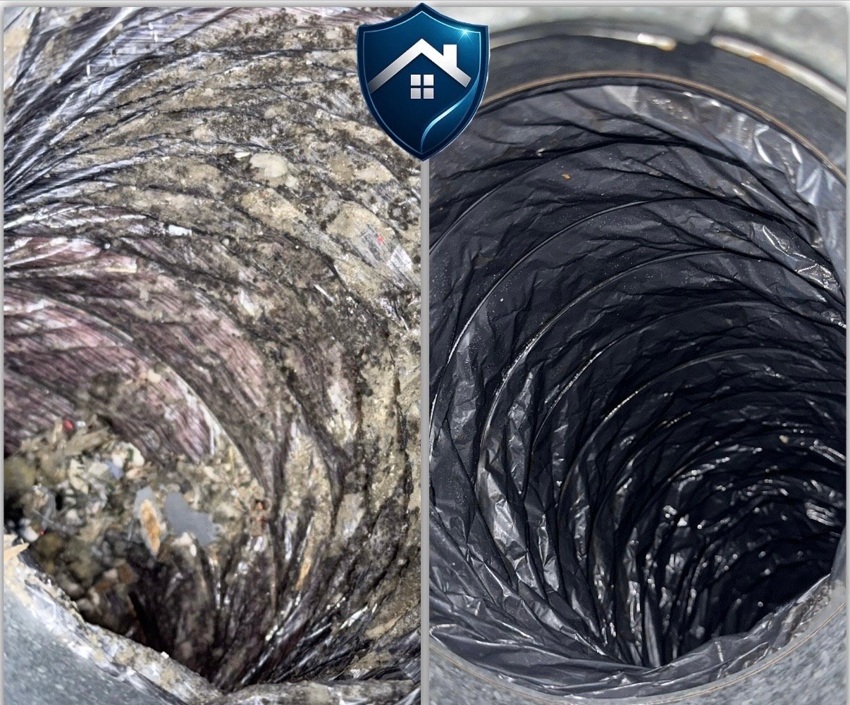 Before and after air duct cleaning by Prestige Protected