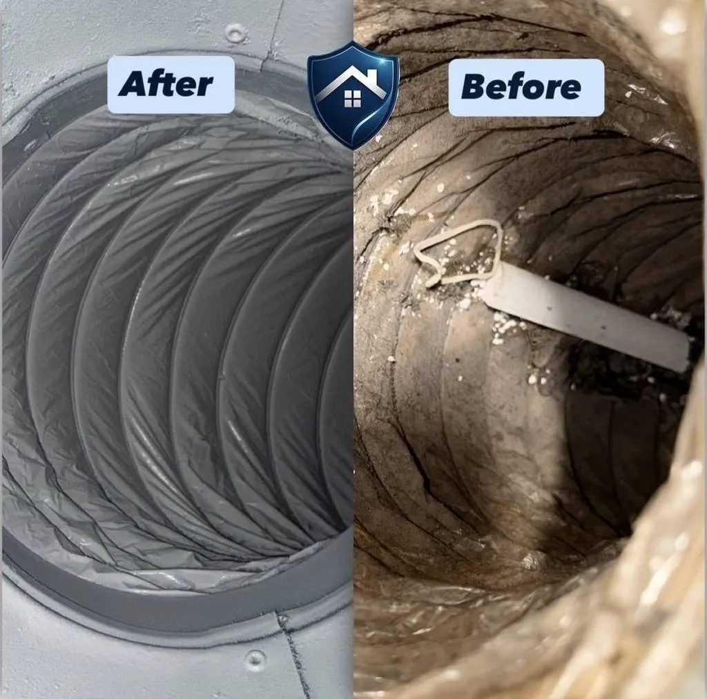 Return duct before and after cleaning in a mid-century Midtown Raleigh 27609 home