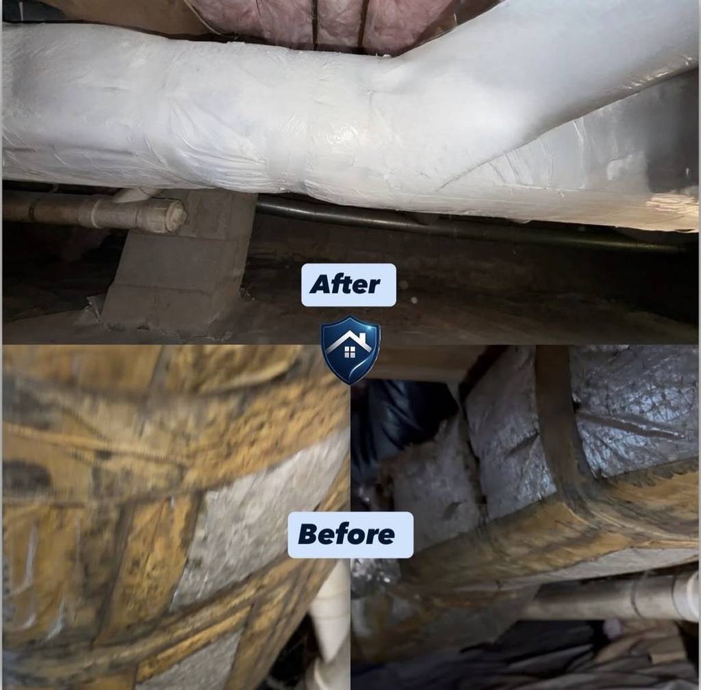 Dryer vent from a Carpenter Village home in west Cary shown full of lint before cleaning and clear afterward