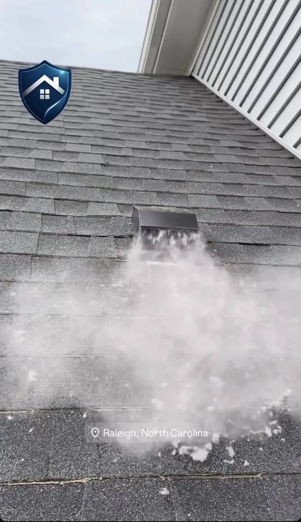 Dryer vent before and after cleaning results in Raleigh, NC