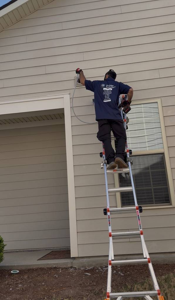 Real before and after dryer vent cleaning result from a Prestige Protected job in Cary