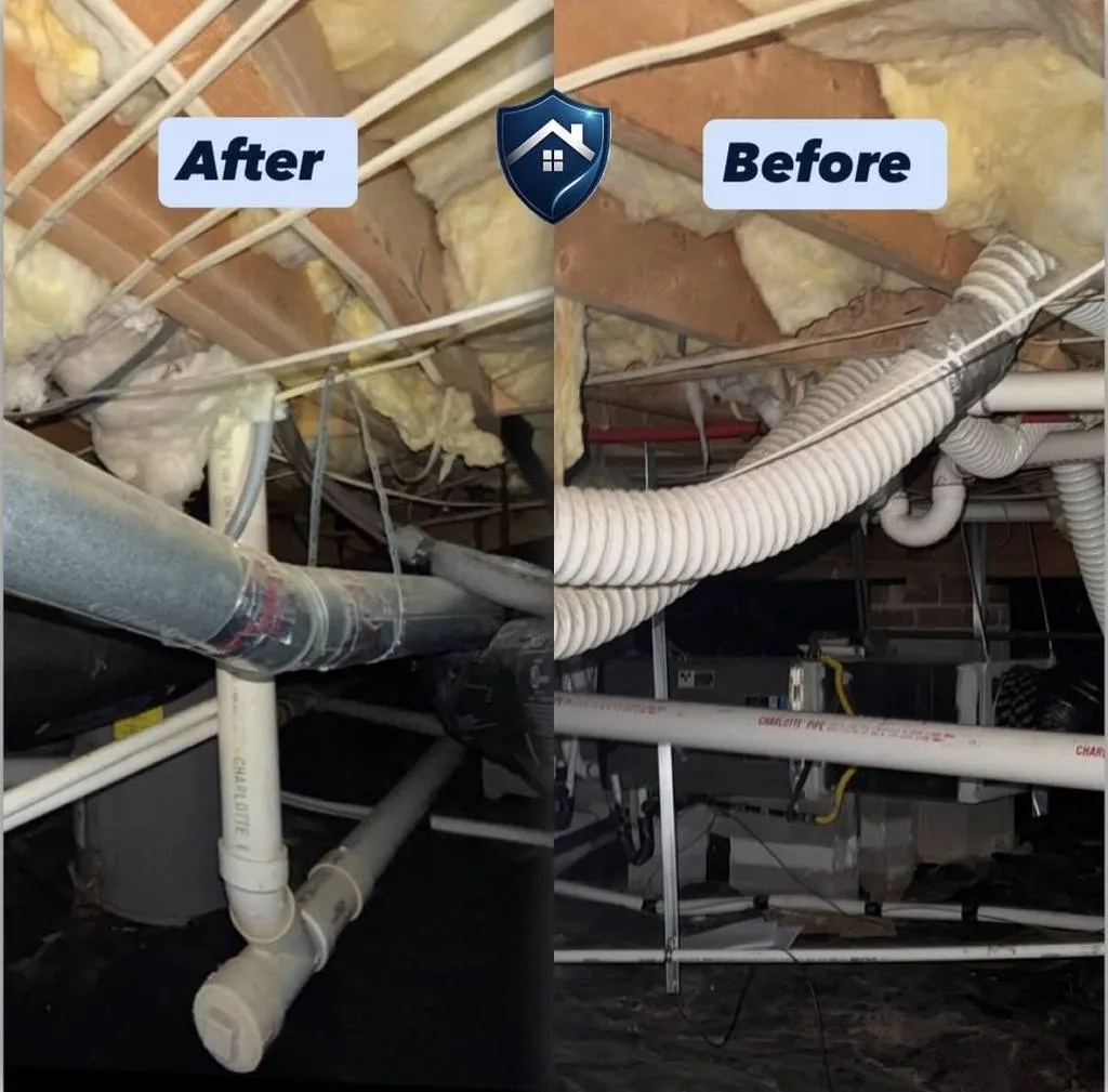 Dryer vent cleaning before and after in West Raleigh, NC