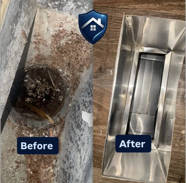 Before and after air duct cleaning result in the NC Triangle