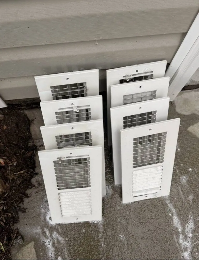 Cleaned air duct vent covers after a Prestige Protected job