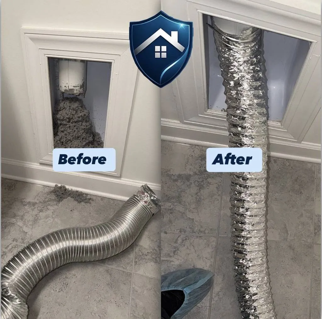Air duct before and after professional cleaning in Cary Park, Cary NC